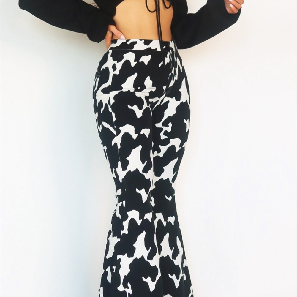Cow Print Bell Bottom Jeans